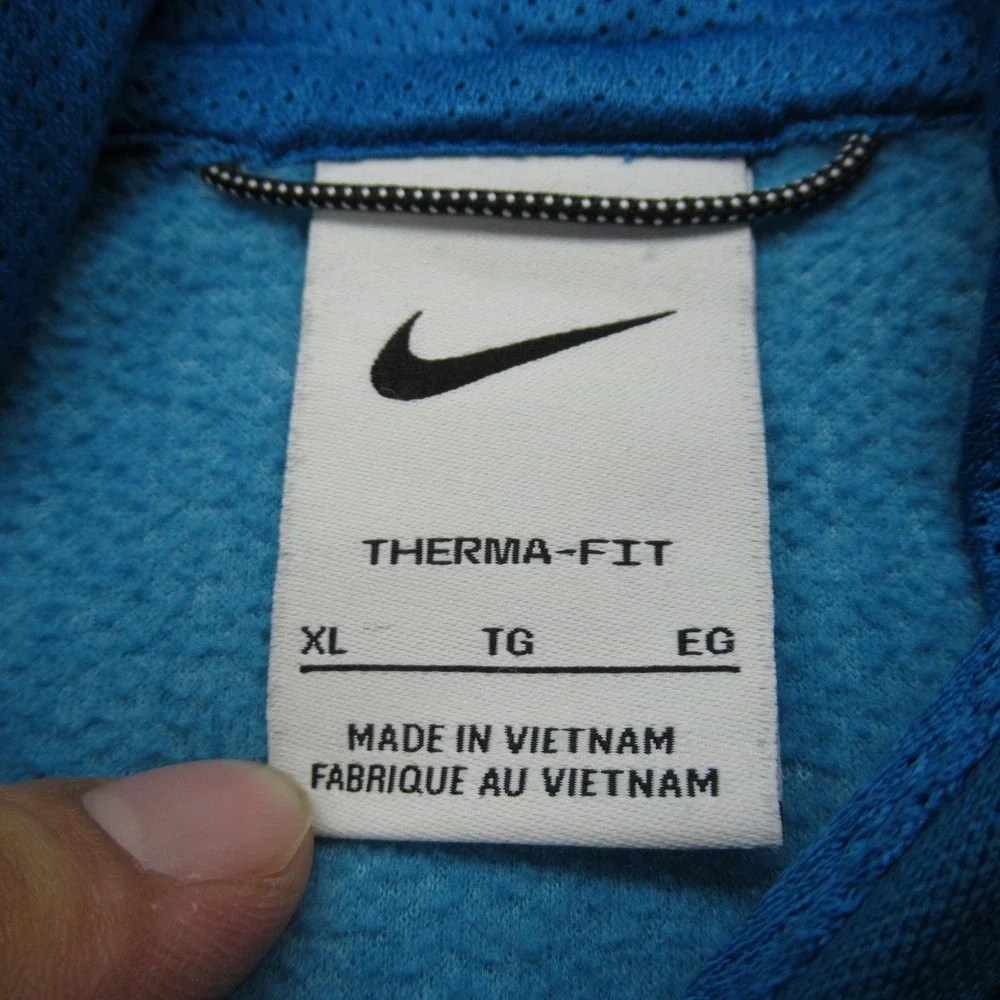 Nike Therma-FIT Hoodie Youth‎ XL Sea Blue Center Swoosh Pullover Sweatshirt AOP